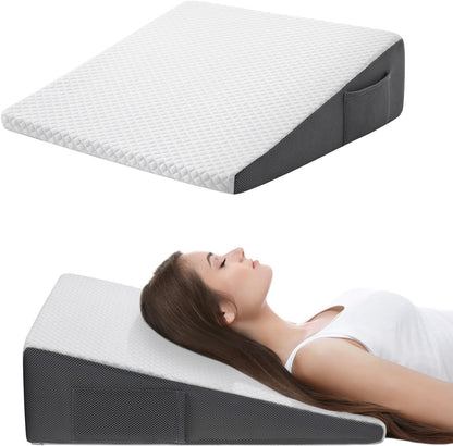 Cozymaker 10" Leg Elevation Pillows for Swelling, Cooling Gel Memory Foam Wedge Pillows for After Surgery, Sciatica Back Knee Hip Ankles Pain Relief, Leg Pillows for Sleeping