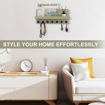Key Holder for Wall, Decorative Key Holder with Shelf | Key and Mail Holder Wall Mount, Farmhouse Decor with 5 Key Hooks for Keys, Coats, ect.