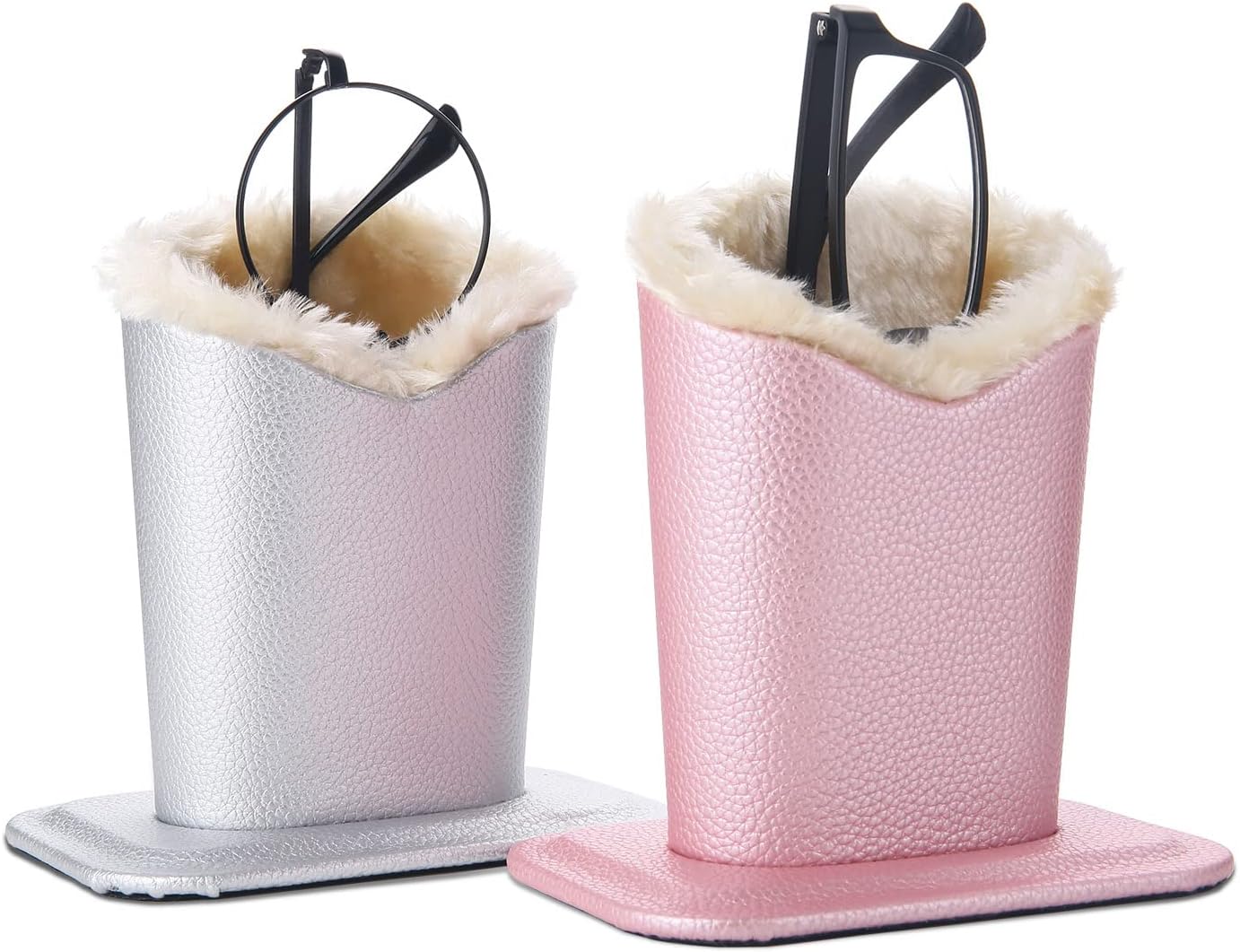 Plush Lined Eyeglasses Holder,Glasses Storage Organizer for Desk, Nightstand, Office,Eyewear Display Case,2 Packs