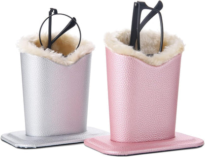Plush Lined Eyeglasses Holder,Glasses Storage Organizer for Desk, Nightstand, Office,Eyewear Display Case,2 Packs