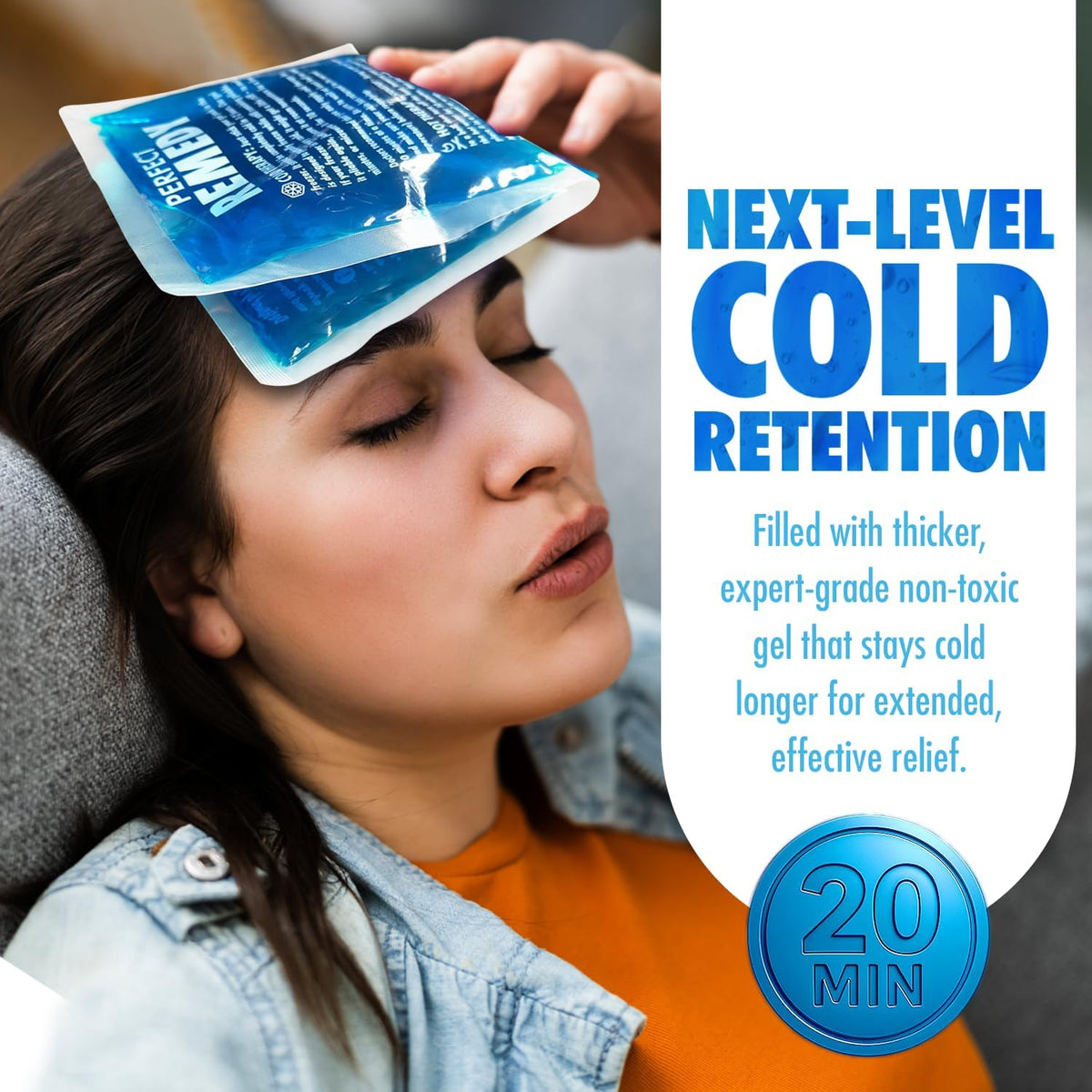 Perfect Remedy Gel Ice Packs for Injuries with Strap Cover, Flexible Hot Cold Compress, Soothing Soft Ice Packs for aid in Injuries Conditions, Alternative to Hot Water Bottles (Blue, Regular)