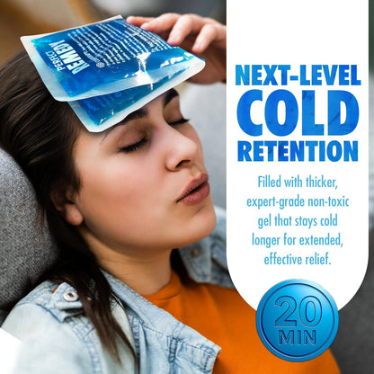 Perfect Remedy Gel Ice Packs for Injuries with Strap Cover, Flexible Hot Cold Compress, Soothing Soft Ice Packs for aid in Injuries Conditions, Alternative to Hot Water Bottles (Blue, Regular)