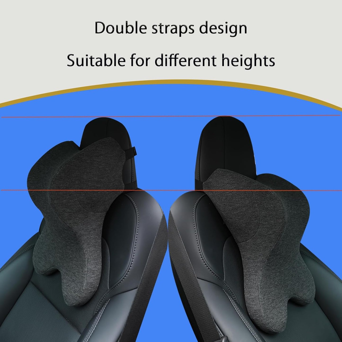 Car Neck Pillow for Driving Gaming Chair Headrest Pillow Office Chair Neck Pillow Ergonomic Design Double Straps Design Suitable for Different Heights