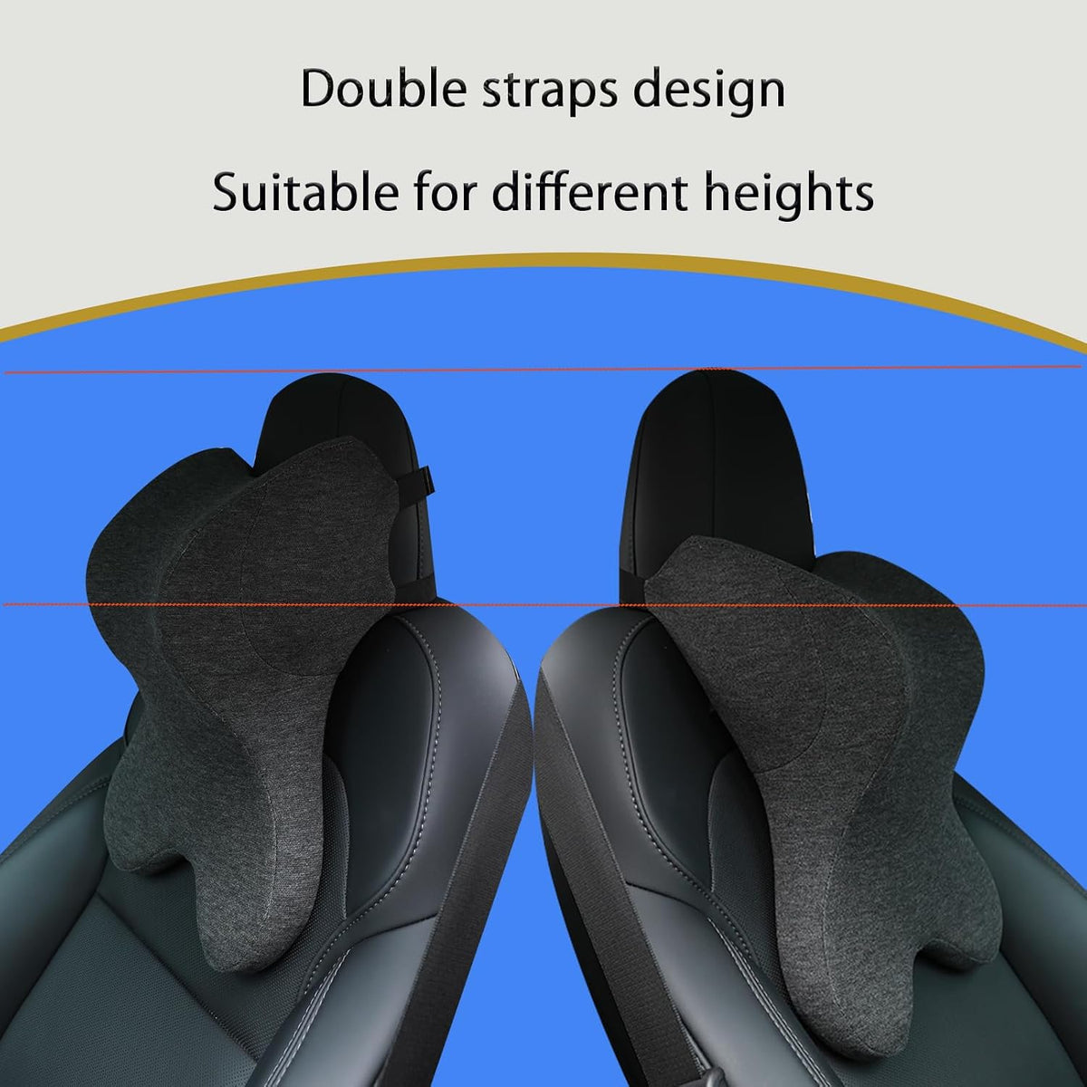 Car Neck Pillow for Driving Gaming Chair Headrest Pillow Office Chair Neck Pillow Ergonomic Design Double Straps Design Suitable for Different Heights