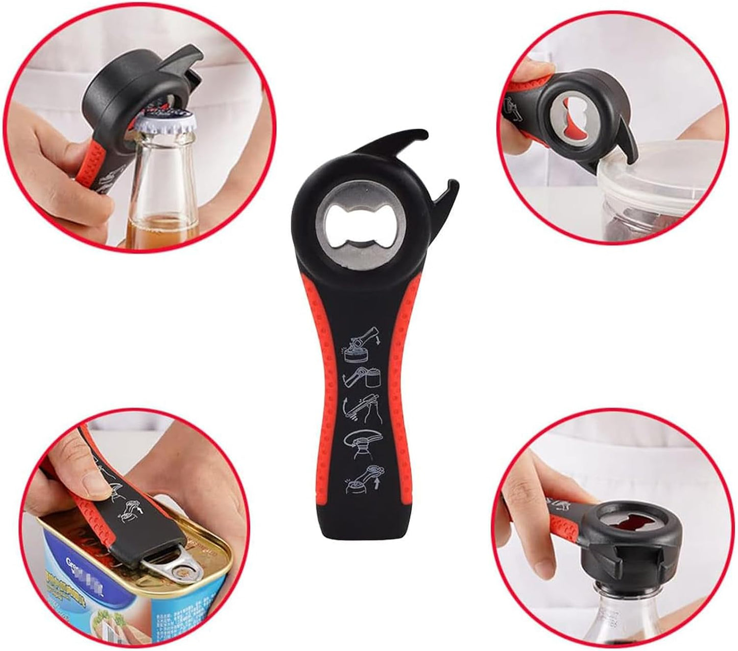 Jar Opener for Seniors with Arthritis,Jar Opener for Weak Hands,5-in-1 Bottle Opener,4-in-1 Can Opener (A-Blue)