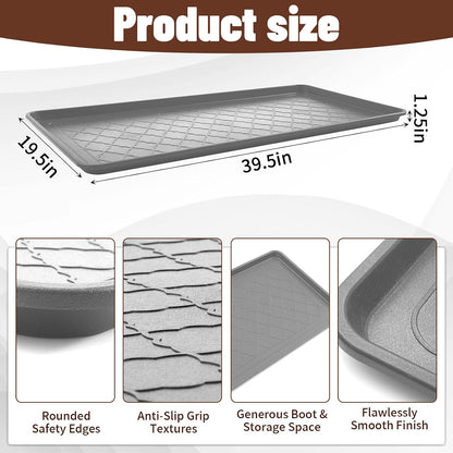 3 Pack Extra Large Boot Tray 40"x20" Long Shoe Mats Boot Storage with Raised Edge Waterproof Plastic Wet Shoe Tray for Entryway Floor Indoor Outdoor Mudroom Multi Use(Black)