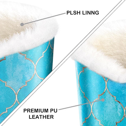 Plush Lined Eyeglasses Holder, PU Leather Glasses Stand Case