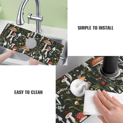 Sink Faucet Absorbing Mat, 2 Pack Drying Mat Around Faucet Sink Splash Guard Behind Faucet Sinkmat For Kitchen Bathroom Island Rv 24 * 5.5 Inch (60 * 14 cm)