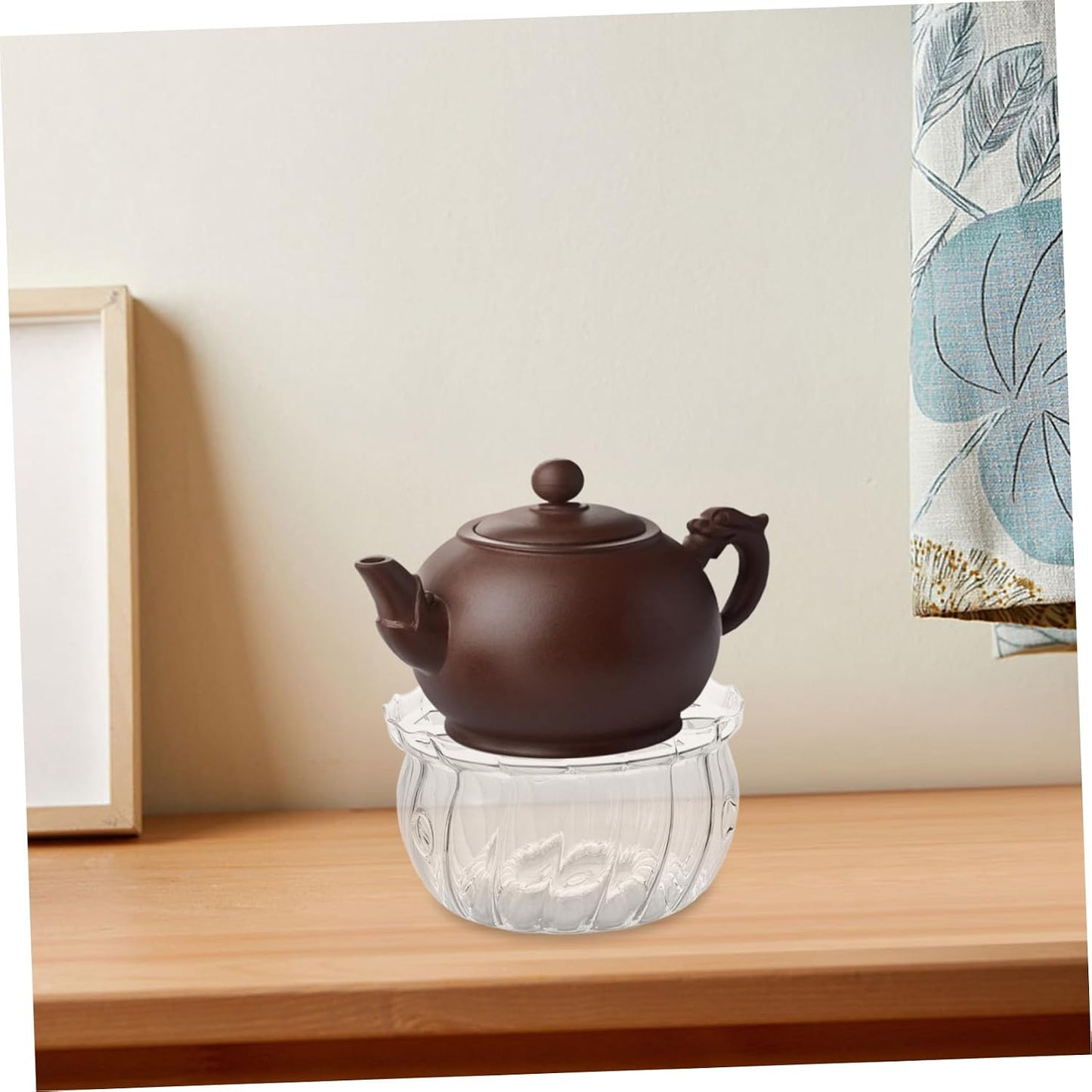 OUNONA Glass Tea Kettle Warmer Candle Base Multi-use Teapot Heater for Tea and Soups Easy to Clean Decorative Stand for Use