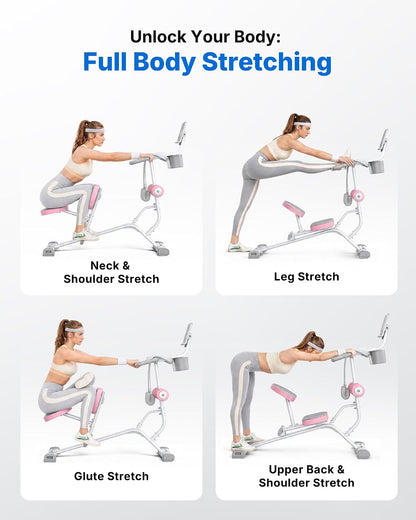 MERACH Full Body Stretch Machine Back Stretcher, 350LBS Weight Capacity | Relieves Back Pain, Extra Wide Seat, Flexibility Training, Padded Seat, Exercise Guide Chart, Stable Steel Frame, Home Gym