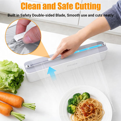 Large Magnetic Plastic Wrap and Foil Dispenser with Cutter | Magnetic & Adhesive Mounting, Fits for Max 12.8In x 984Ft of Plastic Wrap, 12.8In x 328Ft of Foil & Parchment Paper