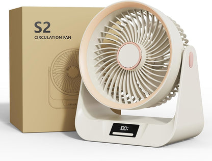 3D Oscillation Air Circulator Fan with Remote, 12000mAh Battery Operated Cordless Desk Fan, 20dB Whisper Quiet Table Fan for Bedroom Home Office, 12 Speeds, 12H Timer, 650 CFM Powerful Airflow