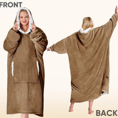 yescool Wearable Blanket Hoodie, Flannel Sherpa Fleece Blanket Sweatshirt for Adults Women Men,One Size Fits All - Colors B