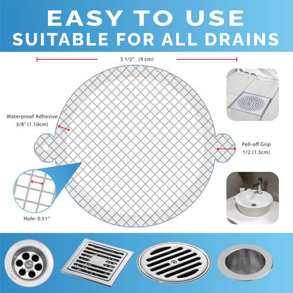 35 Pack Hair Catcher Shower Drain Disposable Mesh Stickers (Round)