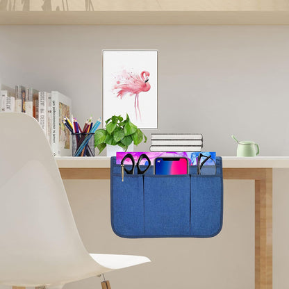 Bedside Caddy Bedside Storage Organizer Magazine Phone Tablet iPad Remote Holder, Organizer Caddy for Home College Dorm Bed, Sofa, Bunk Bed (Grey)