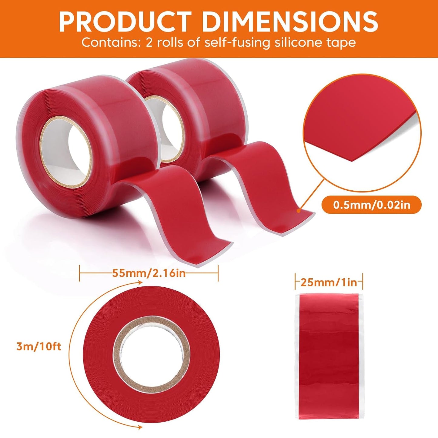 Self Fusing Silicone Tape for Plumbing Hose Repair, Waterproof Tape 10 Feet
