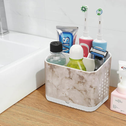 Bathroom Toothbrush Holders, Toothbrush and Toothpaste Holder (Wood Grain) | Easy To Clean, Drainage, Removable, Non-Slip, 4 Slots Tooth Brush Holder for Bathroom Countertop Organizer