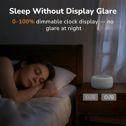 Buffbee Pro 2nd Gen| Sound Machine, Alarm Clock with Bluetooth Speaker | Upgraded Rechargeable Battery, White Noise Machine with 25 Sleep Sounds, Portable for Travel & Bedroom