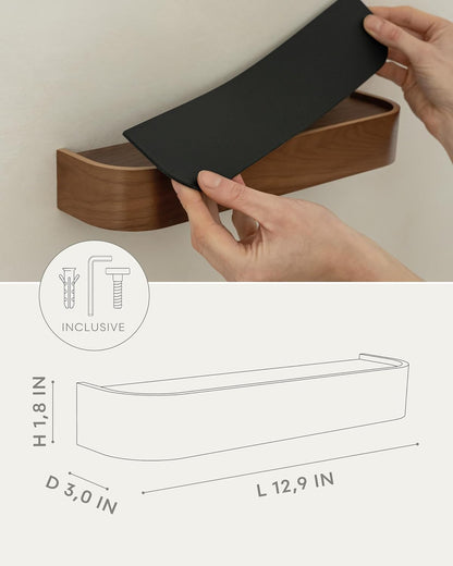 Kazai. Key Holder 'Toke' | Minimalist Key Hook Design from Berlin | Modern Key Holder Wall Mount with Wooden Shelf | Key Rack for Wall as Entryway Organizer | Walnut