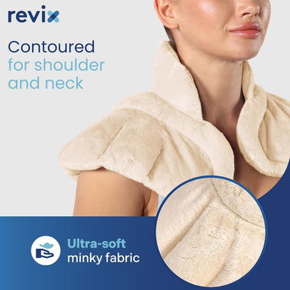 REVIX Microwave Heating Pad for Neck and Shoulders Back, Microwavable Heated Neck Wrap Warmer with Moist Heat, Lavender Aromatherapy Hot and Cold Pack