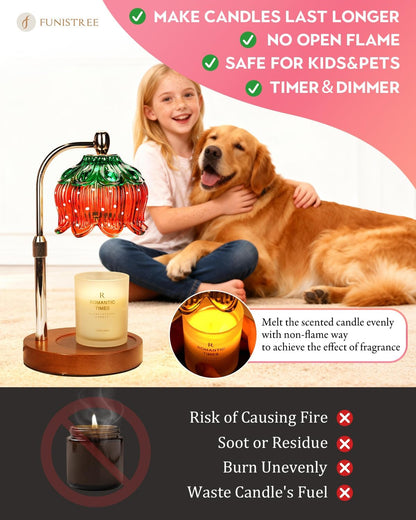 Modern Candle Warmer Lamp with Timer, Dimmable Candle Lamp Warmer, Mothers Day Birthday Gifts for Women Men, Black Candle Warmer, Adjustable Candle Light Warmer, Cozy Living Room Bedroom Home Decor