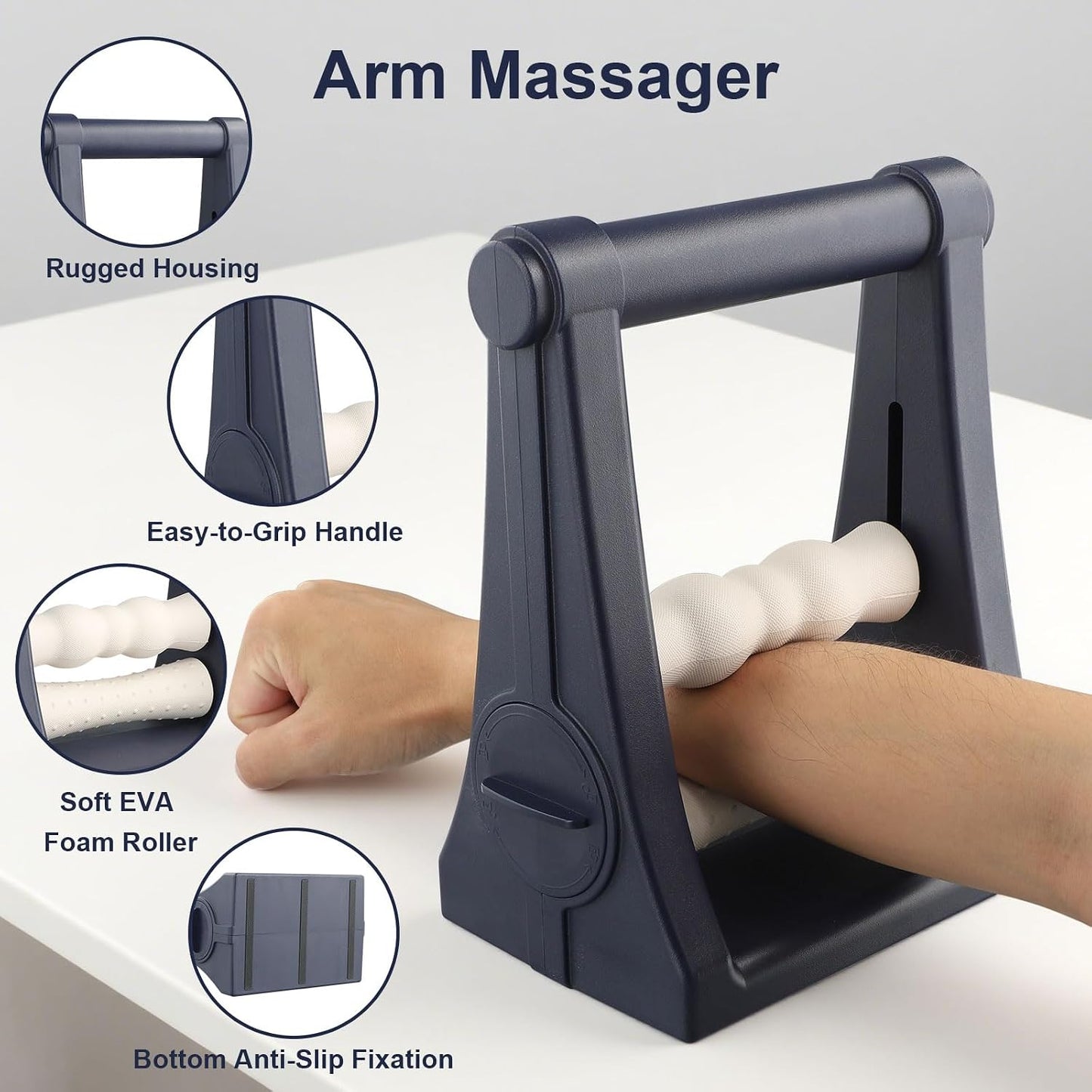 PebblePulse Forearm Massager, Adjustable Pressure Self-Massage Roller | Ergonomic Forearm Massager, Adjustable Pressure Promotes Muscle Recovery, Suitable for Physical Therapy & Hand Care