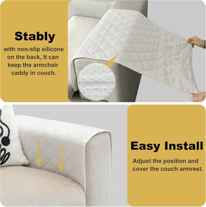 Remote Control Holder for Recliner, Armchair Caddy, Non Slip Sofa Armrest Organizer for Recliner Couch With 6 Pockets for TV Remote,Cell Phone,Magazine (Off-White)