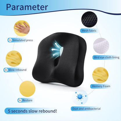 Memory Foam Seat Chair Cushion for Relieves Back Sciatica Pain Tailbone Pain Coccyx Degenerating Disc Orthopedic Osteoarthritis Prostate Cushion Low Back Pain Cushion Hip Shaping (Dark Gray)