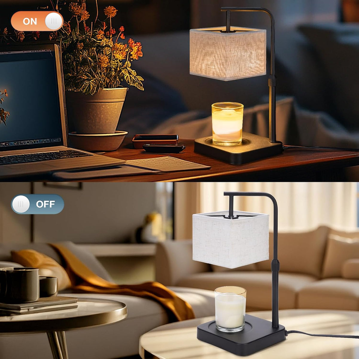 MOAFINA White Candle Warmer Lamp with Timer,Height Adjustable Dimmable