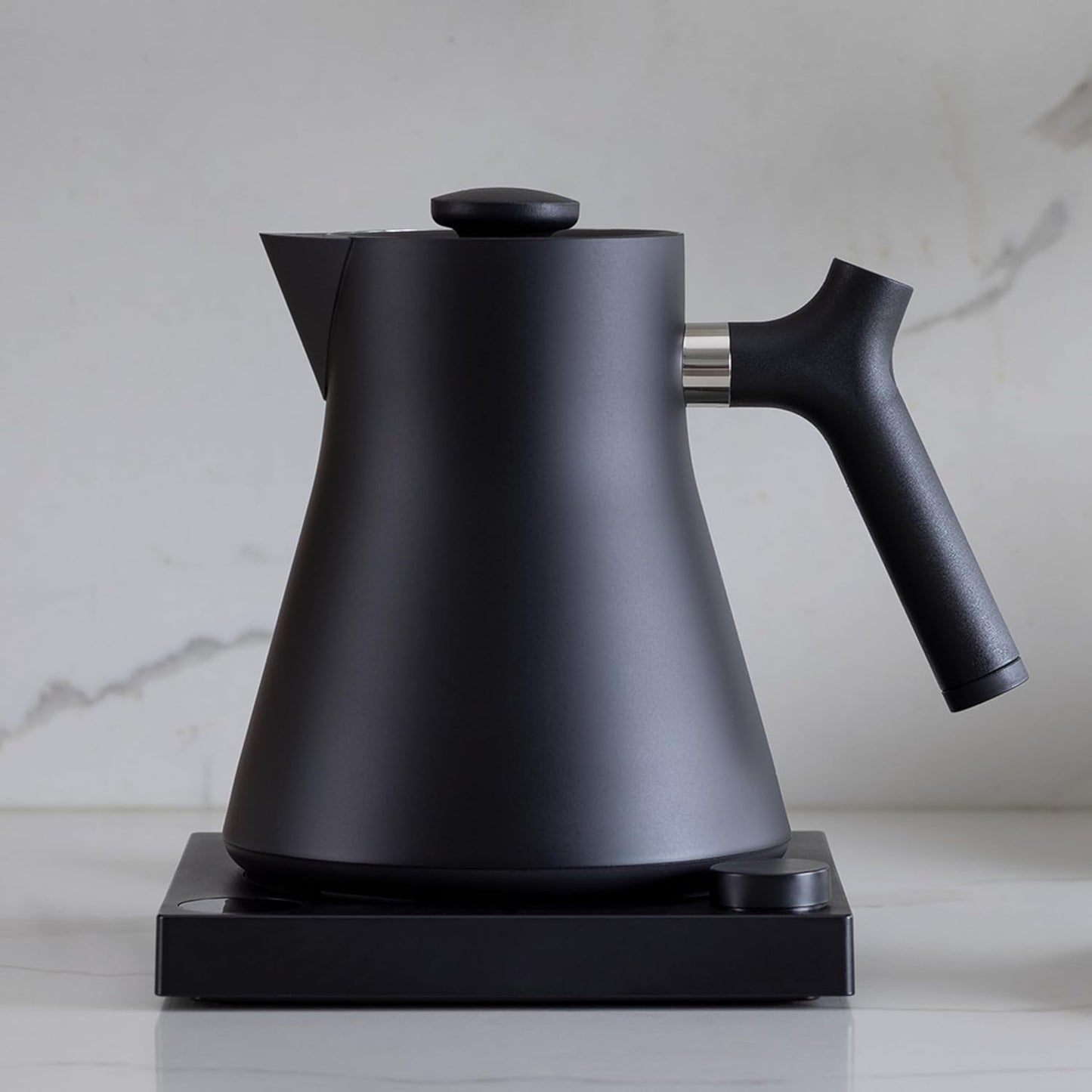 Fellow Corvo EKG Pro Electric Kettle for Tea & Coffee, 0.9 Liter | Precision Temp Control, Stainless Steel, Brew Timer, Smart Scheduling, Wide Spout, Quick Heating, Matte White, Maple Handle