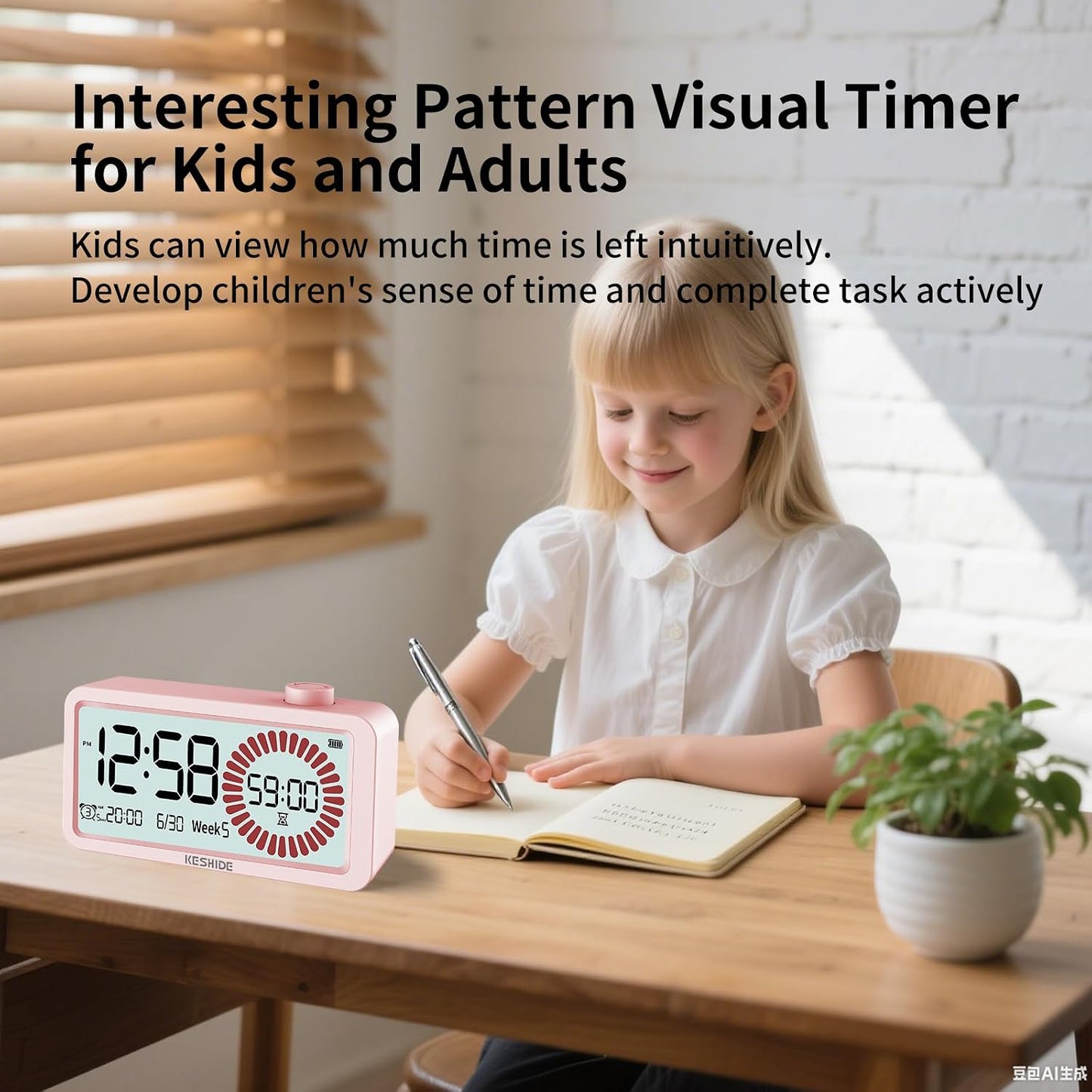 Visual Timer for Kids and Adults with Alarm Clock,LCD Digital 60-Minute Countdown Timer Time Management Tool for Home, School, or Work