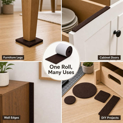 Felt Furniture Pads, Self Adhesive Felt Sheets Roll, Cuttable Felt Pads for Furniture Legs, Heavy Duty Furniture Pads for Hardwood Floors, Chair Wall Protector, Black, 40 x 5 x 0.12 Inch