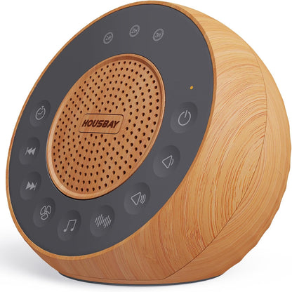 Housbay White Noise Machine with 31 Soothing Sounds, 5W Loud Stereo Sound, Auto-Off Timer, Adjustable Volume, Sleep Sound Machine for Baby, Kid, Adult -Wood Grain