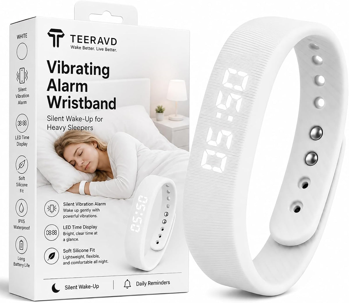 Vibrating Alarm Wristband Clock for Heavy Sleepers Wake Band Wrist Watch Silent Vibration Bracelet Loud Adults Strike Deaf People Despertar with that Won't Partner Extremely Deep