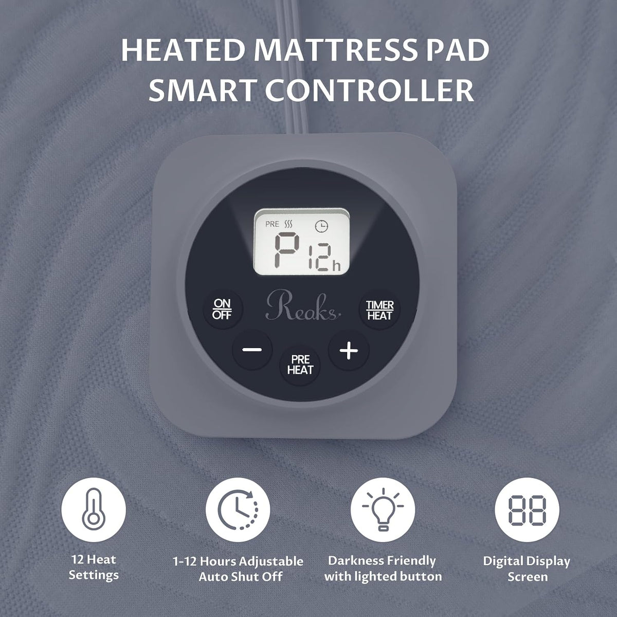 Heated Mattress Pad Foot Queen, 3D Air Fabric, Preheat & Memory for Winter
