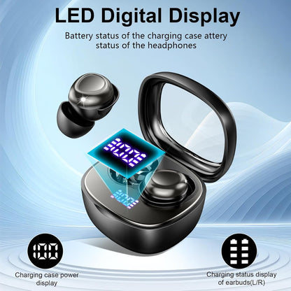 Sleep Ear Buds, 2025 True Wireless Earbuds, Ultra-Mini Bluetooth 5.4 Earbuds for Side Sleepers, 42H Play Hi-Fi Stereo 3D Bass Noise Cancelling Bluetooth headphones, USB C, IP7 Waterproof LED Earphones