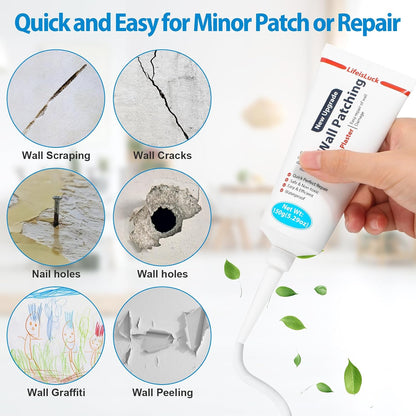 Drywall Repair Kit, Drywall Patch Repair Kit with 8.8OZ White Wall Repair Putty, Scraper Sandpapers Gloves for Heavy Duty Plaster Wall Repair, Easy to Fill Holes in Home Wall & Quick Repair Crack