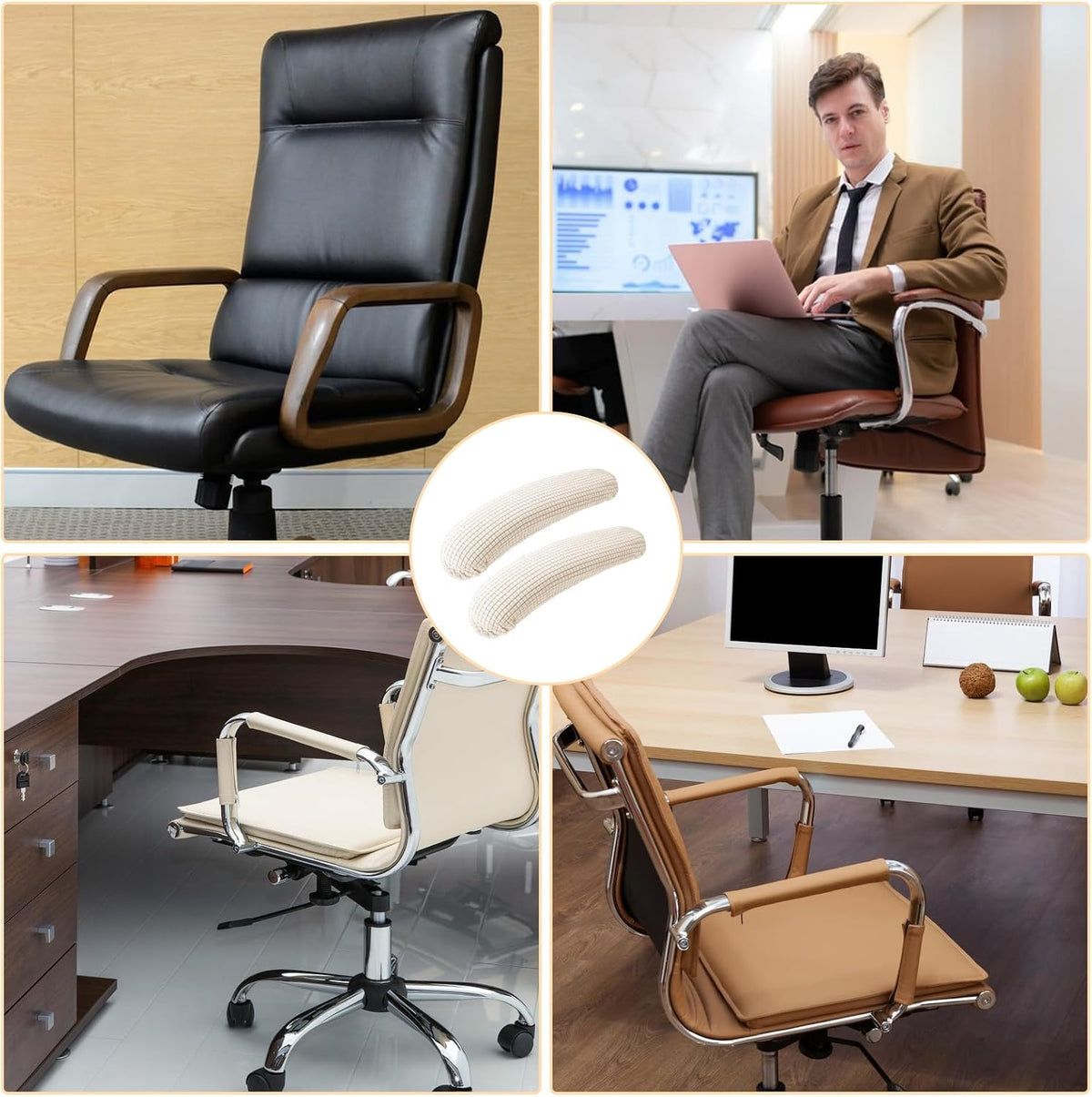 Vin Beauty Office Chair Armrest Covers, 2Pcs Office Removable Arm Rest Covering, Elastic Chair Armrest Covers, Office Seat Hand Rest Protector, Arm Covers Protectors for Office Chair(Black)
