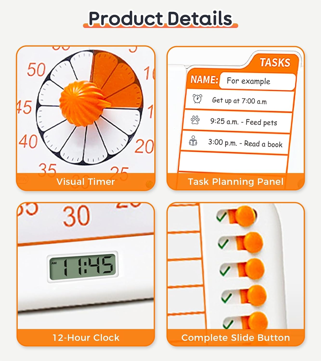 3-in-1 Visual ADHD Timer for Kids & Adults with Planning Board | Task Timer, Chore Chart & Visual Schedule Planner, Autism & ADHD Tools with Checklist for Homeschool Supplies, Home, School