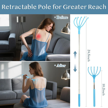 Silicone Back Scratching Tool Extendable Telescopic Back Scratcher Skin Safe Bristle Claw Back Scratcher with Folding Handle