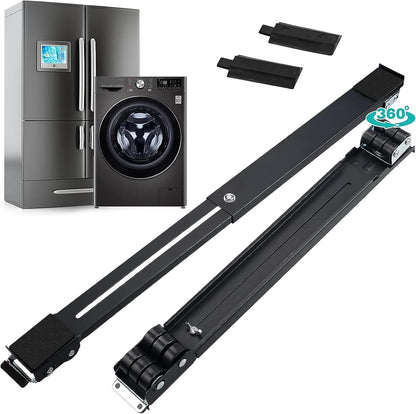 Extendable Furniture Appliances Rollers, Mover Tools for Moving, Black | 24 Roller & Brake Equipment for Heavy Washing Machine Refrigerator for Mobile Wheels Strong Base Stand Hold Up to 660 lb