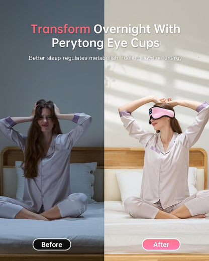 Perytong Sleep Mask with Bluetooth 5.4 Headphones, Wireless Music Sleep Eye Mask for Side Sleepers, 3D Contoured Comfort & Built-in HD Stereo Earphones, Blackout for Travel (Peach Pink)