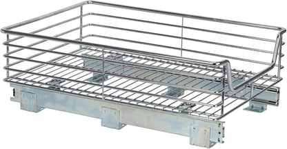 Household Essentials Glidez Multipurpose Chrome-Plated Steel Pull-Out/Slide-Out Storage Organizer for Cookware and Bakeware - 2-Tier Design - Fits Standard Size Cabinet or Shelf, Chrome