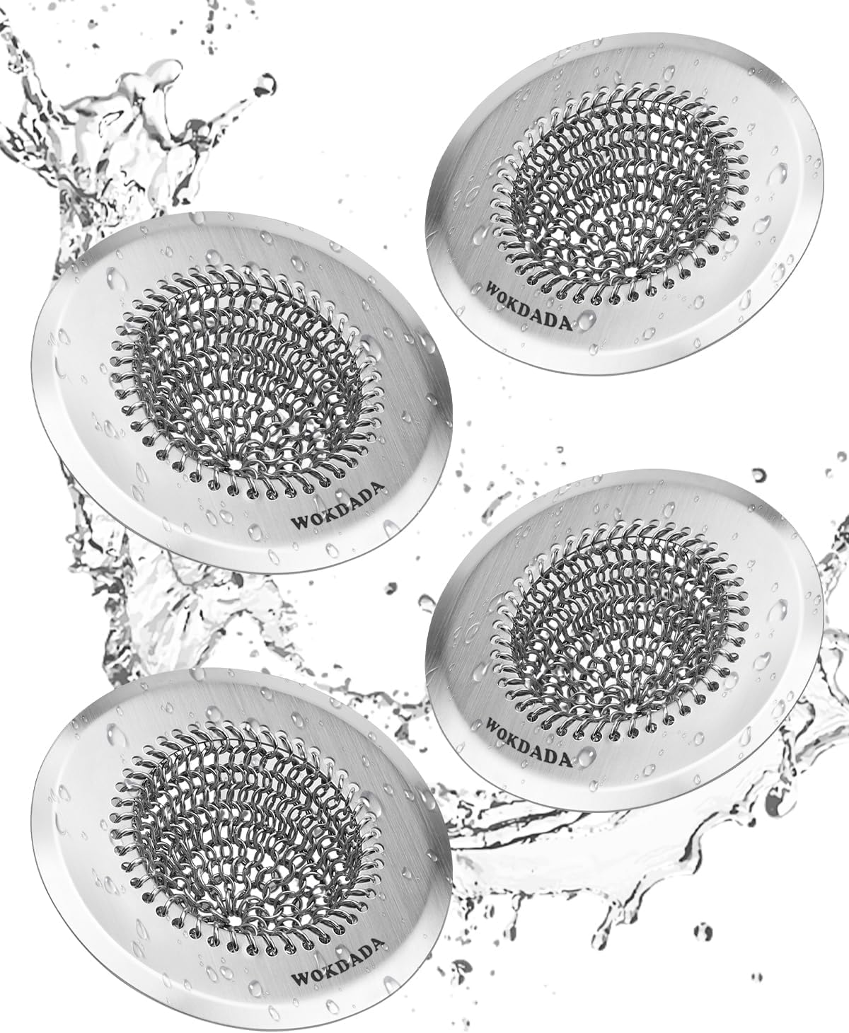Kitchen Sink Drain Strainer,Patented Reversible Chain Mesh Basket Anti-Clog | Revolutionary Sink Strainer，Easy Clean，Fast Drainage，304 Stainless Steel Rust-Proof，4.4" Large Capacity Food Catcher，Handmade