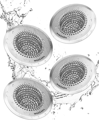 Kitchen Sink Drain Strainer,Patented Reversible Chain Mesh Basket Anti-Clog | Revolutionary Sink Strainer，Easy Clean，Fast Drainage，304 Stainless Steel Rust-Proof，4.4" Large Capacity Food Catcher，Handmade