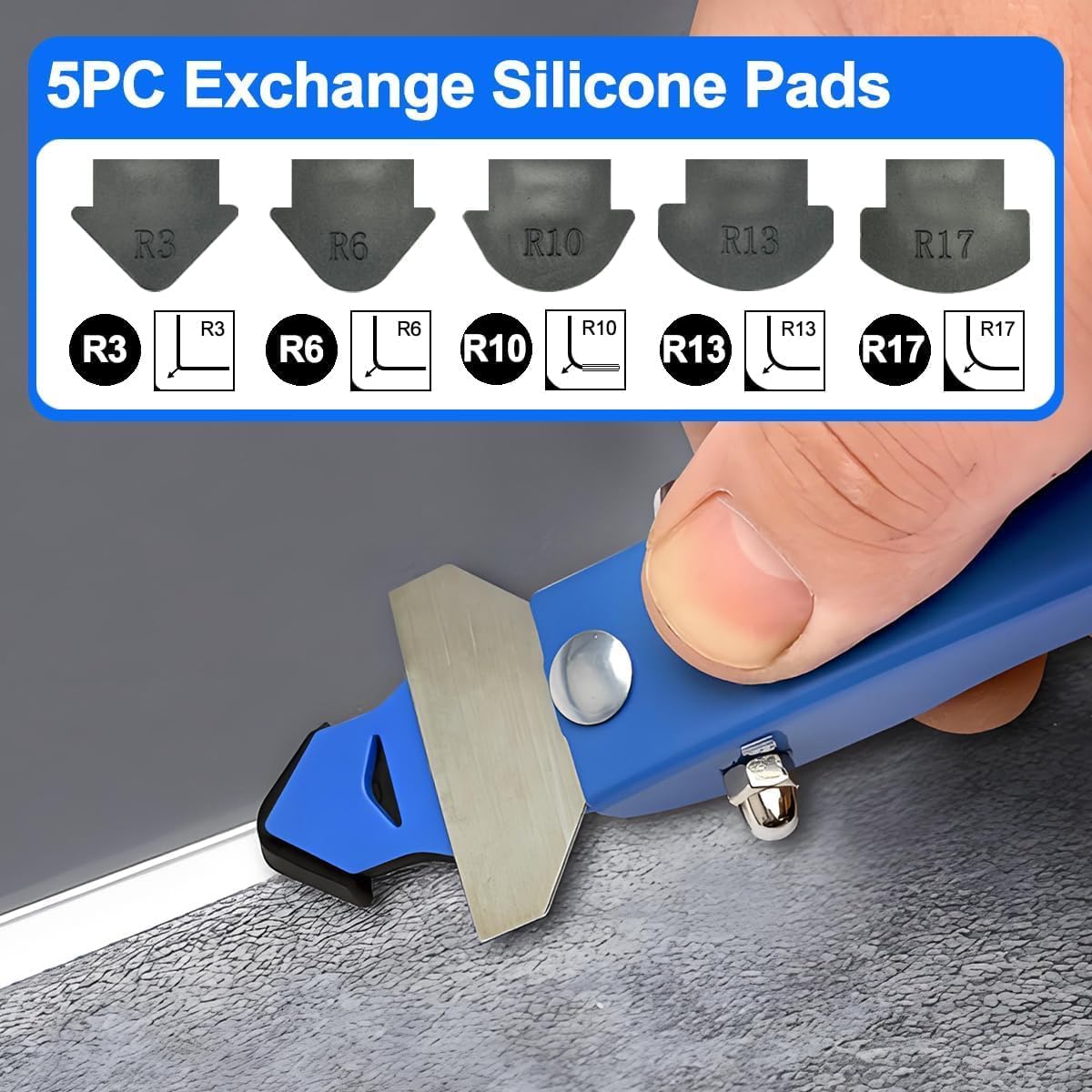 3 in 1 Silicone Caulking Tool, High Quailty Grout Removal Tool and Sealant Finishing Scraper with Stainless Steelhead, Caulk Remover Tool Kit for Window, Kitchen, Floor, and Sink Joint
