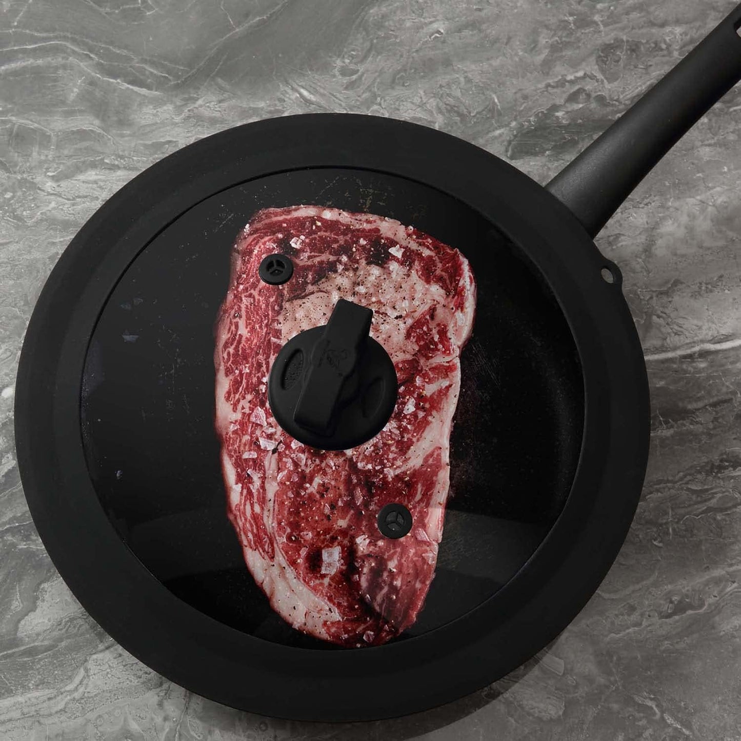 Vented Tempered Glass Universal Lid for Pot Pan Skillet with Heat Resistant Silicone Rim Microwave Splatter Lid Cover Microwave Safe Fit 11.5" 12" 12.5" Cookware, Dishwasher Safe Black