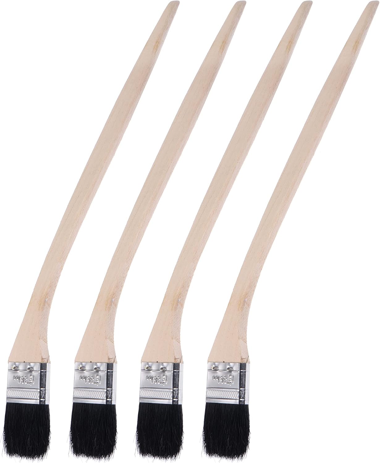 uxcell Bent Radiator Paint Brush 17" Length 2" Width Bristle with Long Wood Handle for Wall Treatment Black 4Pcs