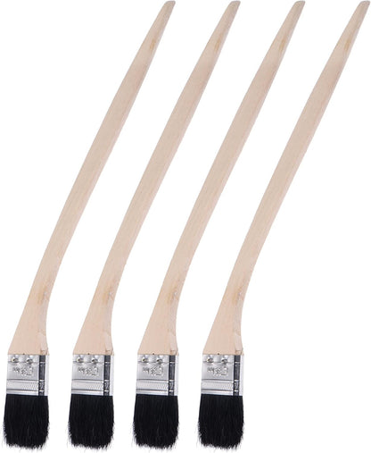 uxcell Bent Radiator Paint Brush 17" Length 2" Width Bristle with Long Wood Handle for Wall Treatment Black 4Pcs
