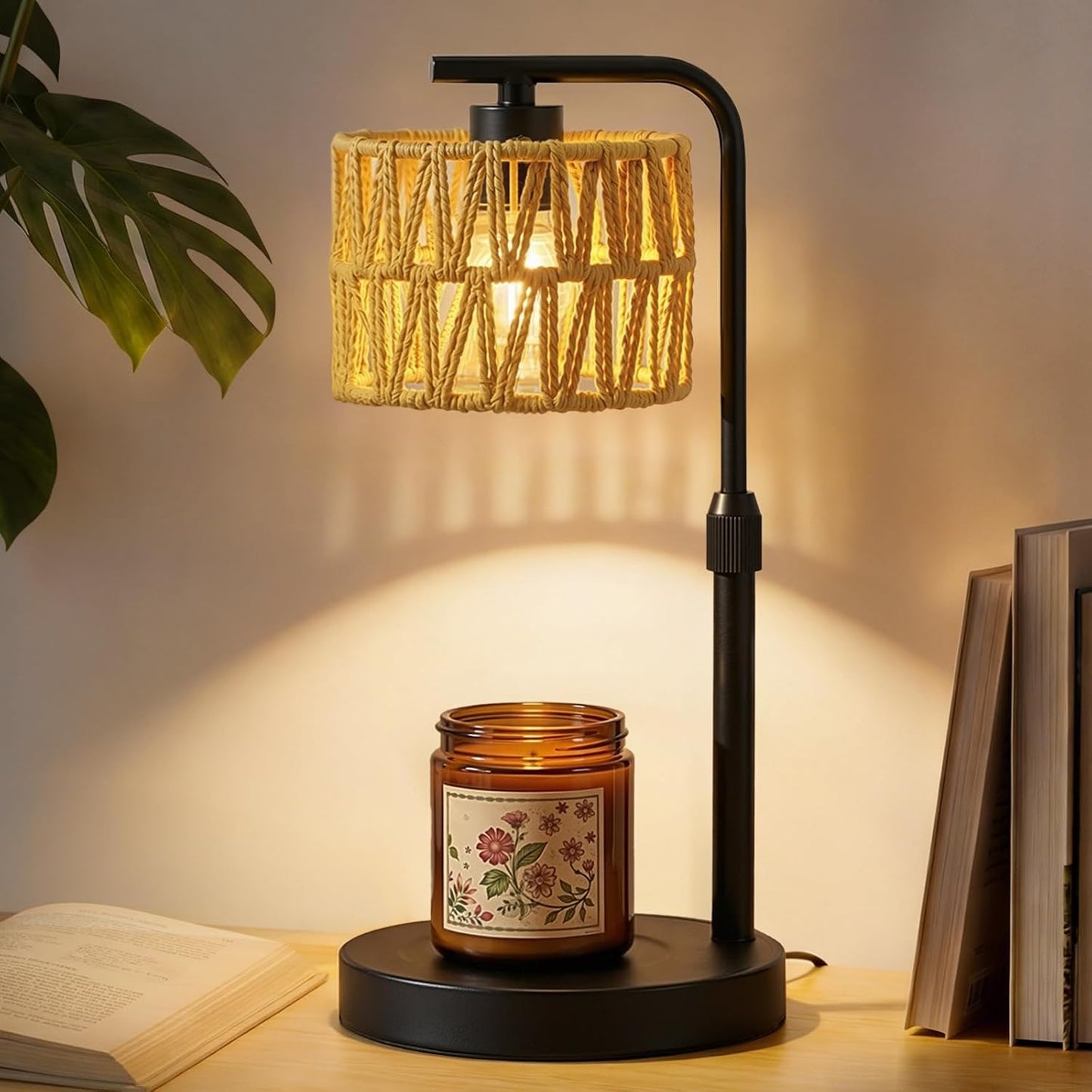 Candle Warmer Lamp with Timer Dimmer, Height Adjustable Modern Farmhouse Candle Warmer, Electric Candle Lamp Warmer with 2 Bulbs, Birthday Gifts for Women Mom, Gift for Home Decor